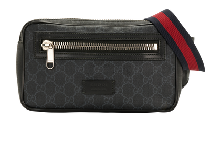 GG Web Belt Bag, &pound;450, Handbags, Black, Canvas, Front view